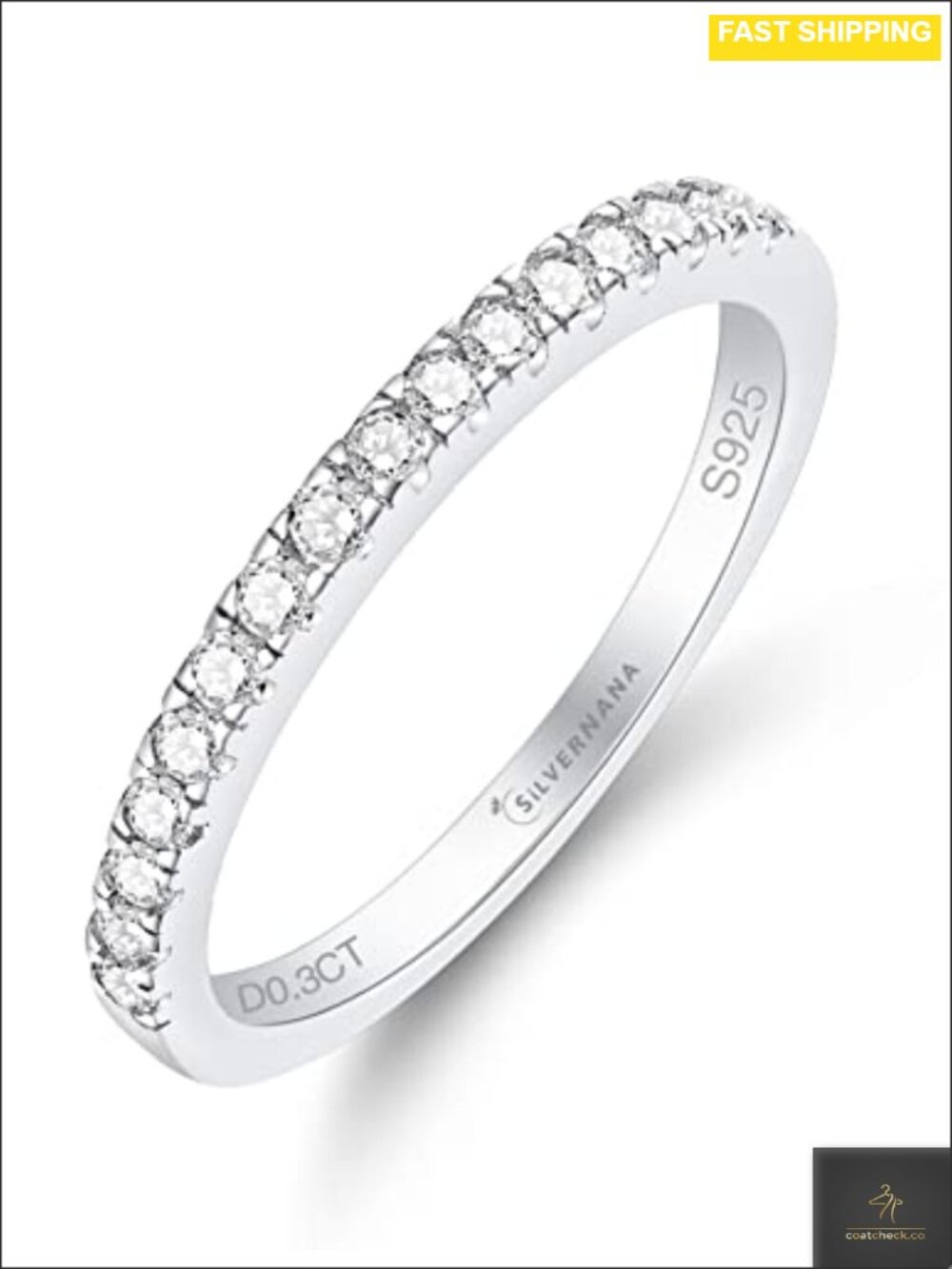 Moissanite Half Eternity Wedding Band 925 Sterling Silver White Gold Plated